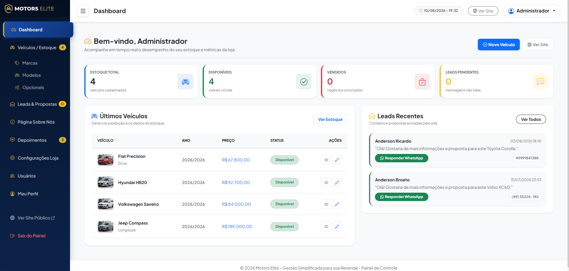 Painel Administrativo DriveGrid - Gestão de Estoque
